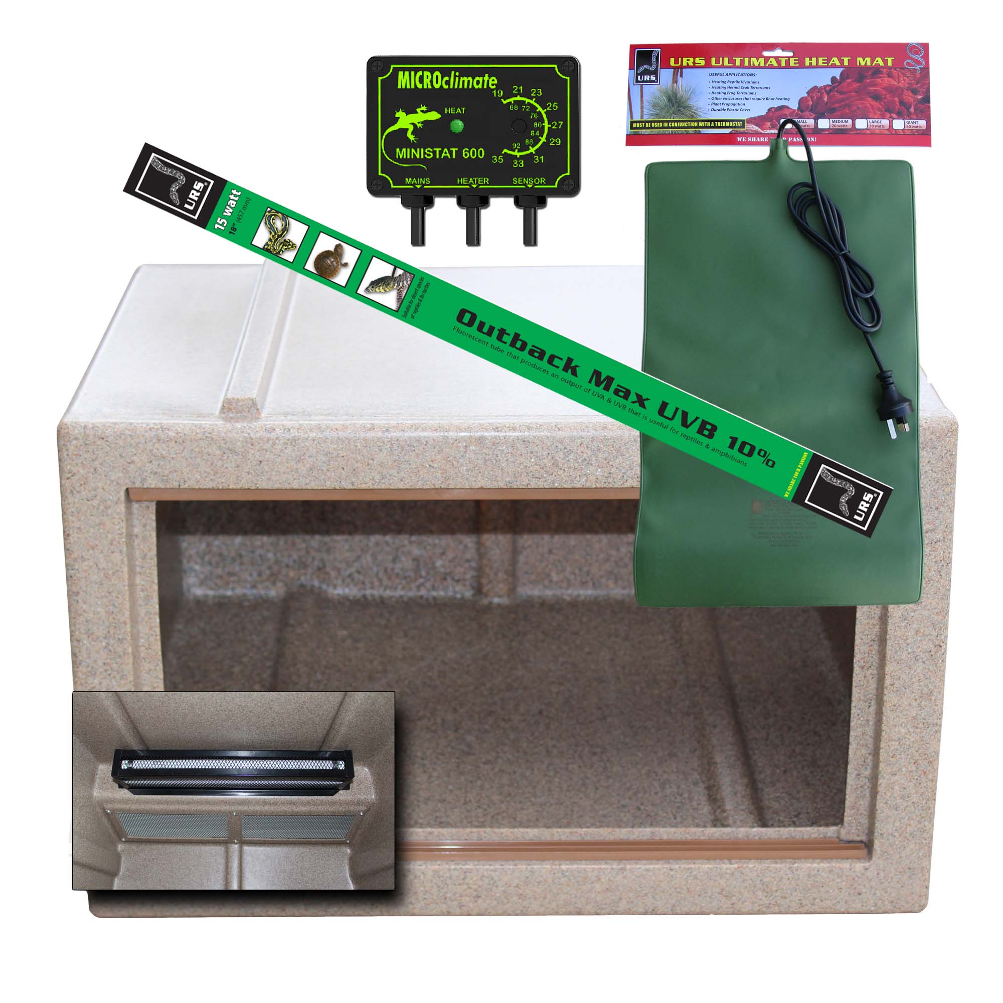 02.06aHL Deluxe Small URS Vivarium Sandstone Heat & Light Pkg
