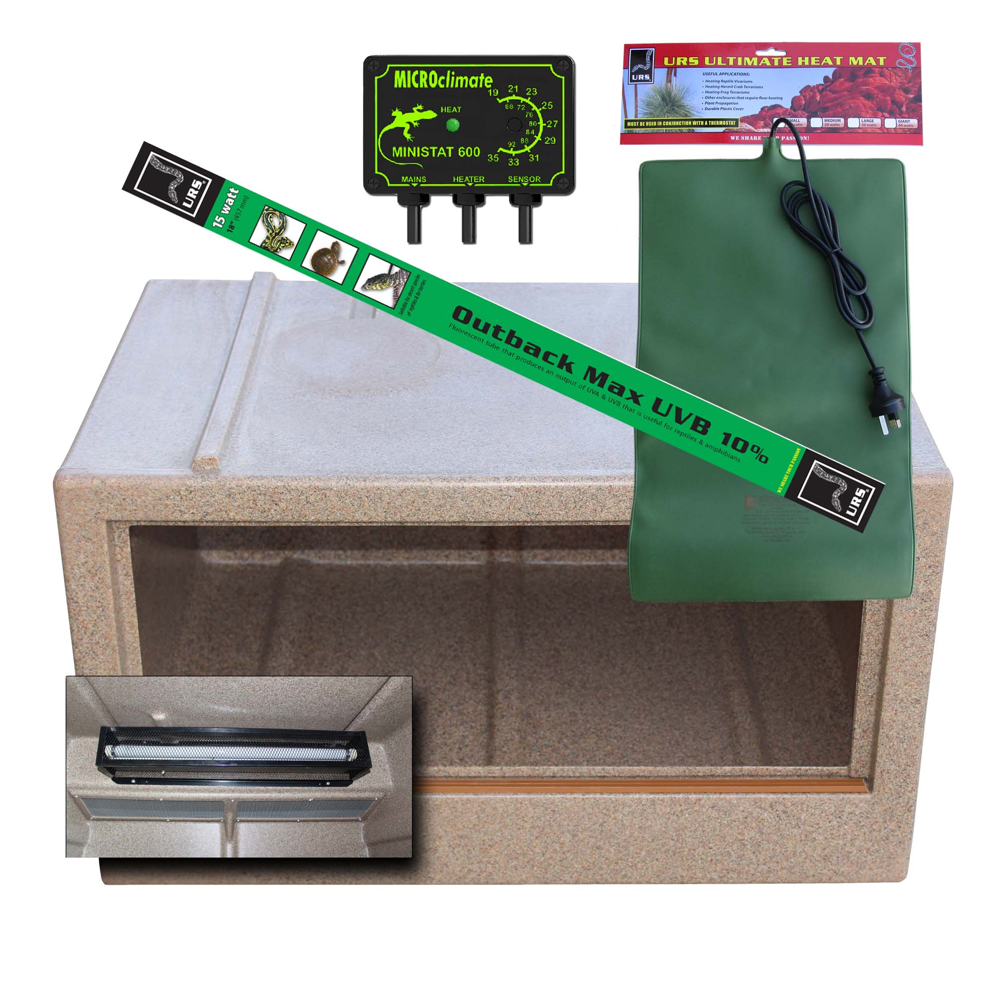 02.07aHL Deluxe URS Medium Vivarium Sandstone Heat&Light Pkg (NO DOME)