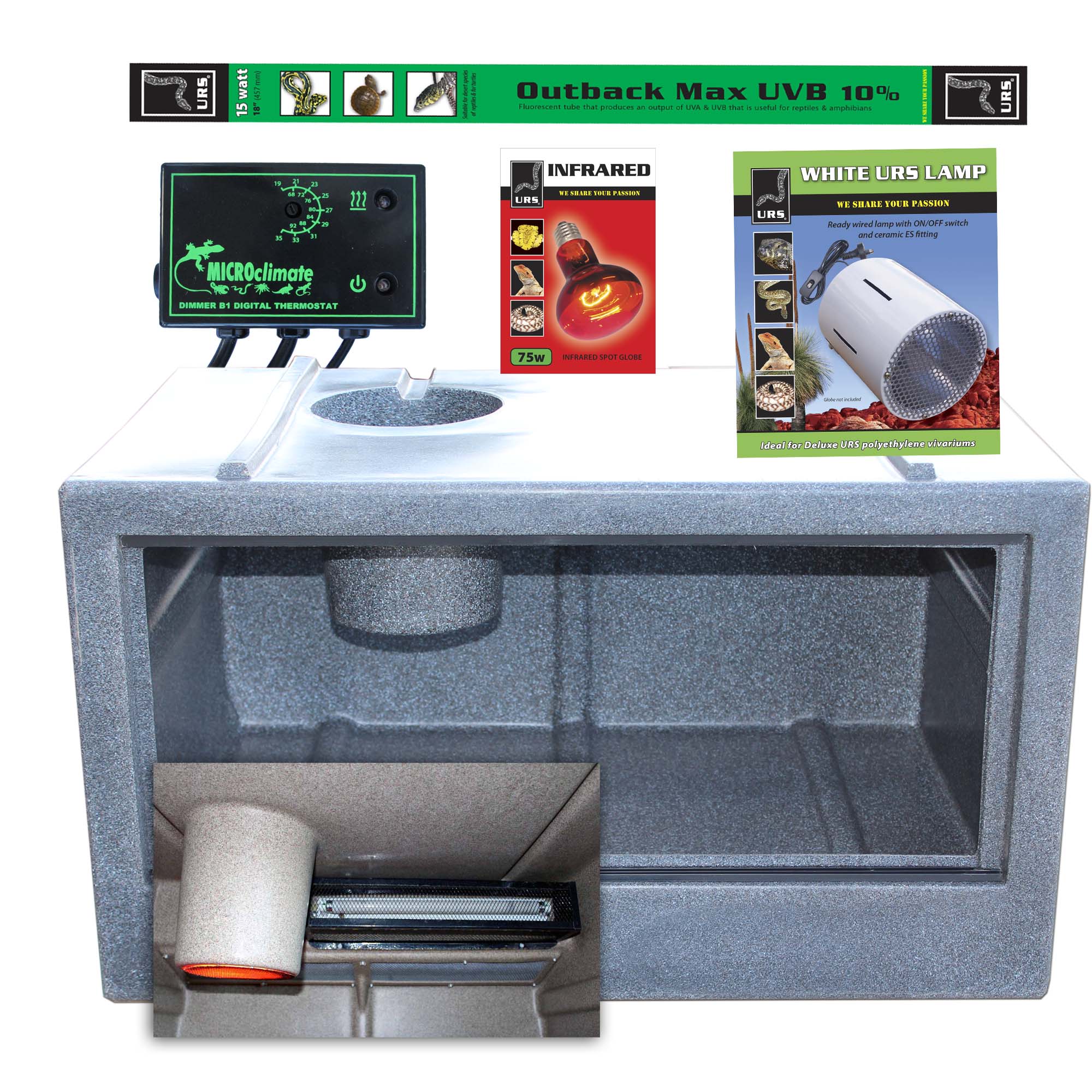 02.07bDL Deluxe Medium URS Vivarium Millstone Heat & Light Pkg (DOME)
