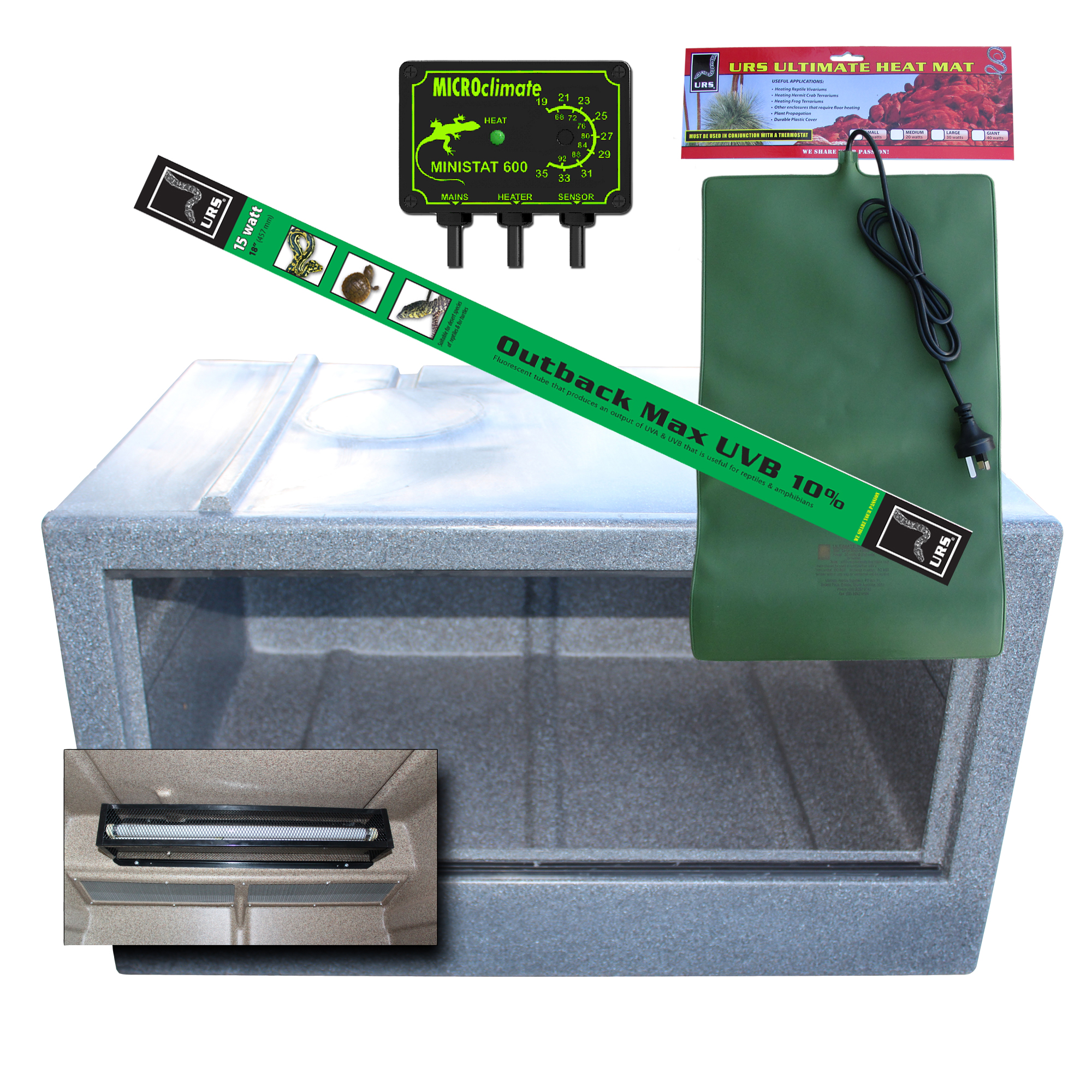 02.07bHL Deluxe URS Medium Vivarium Millstone Heat&Light Pkg (NO DOME)