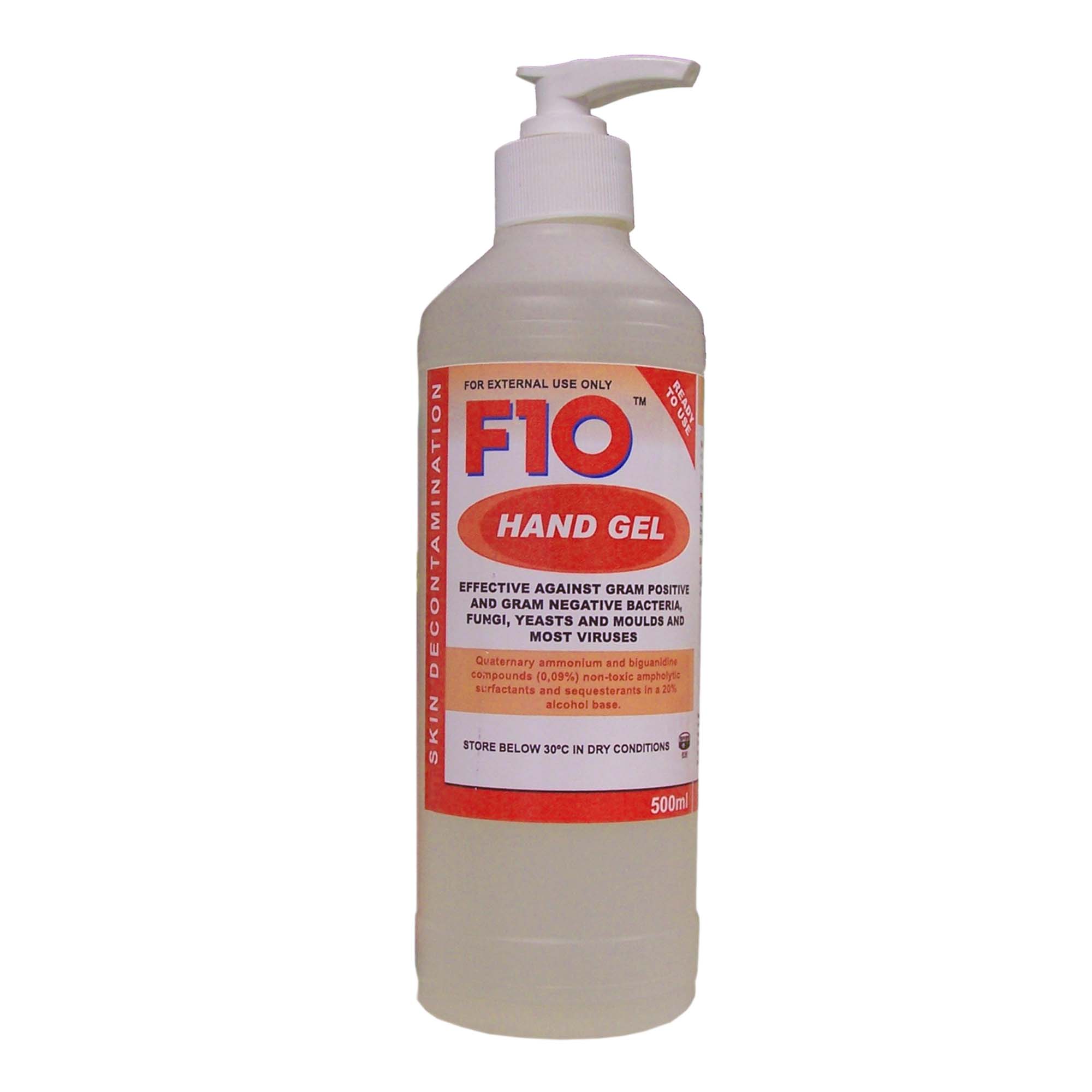 08.13 F10 Hand Gel 500ml Pump pack