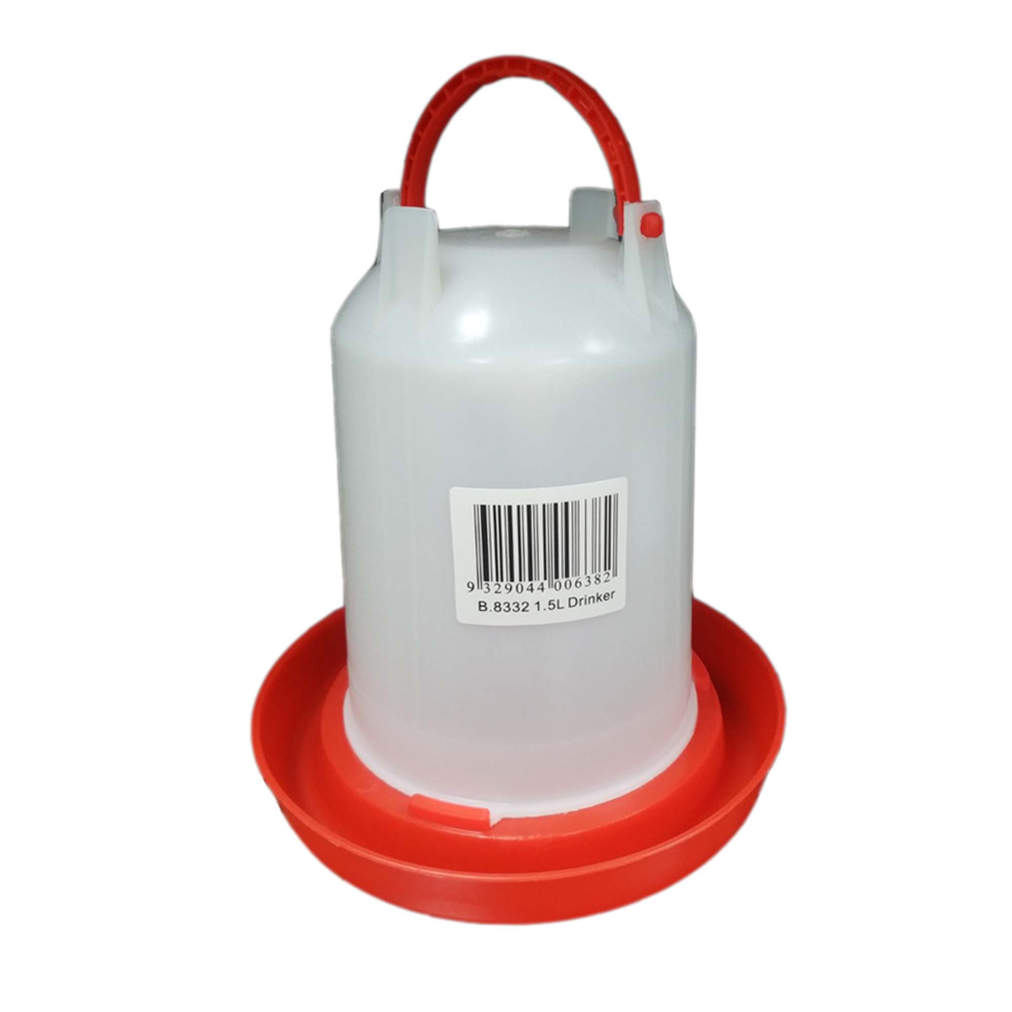 B.8332 iPetz Plastic Bird/Poultry Drinker 1.5Lt - Red&White