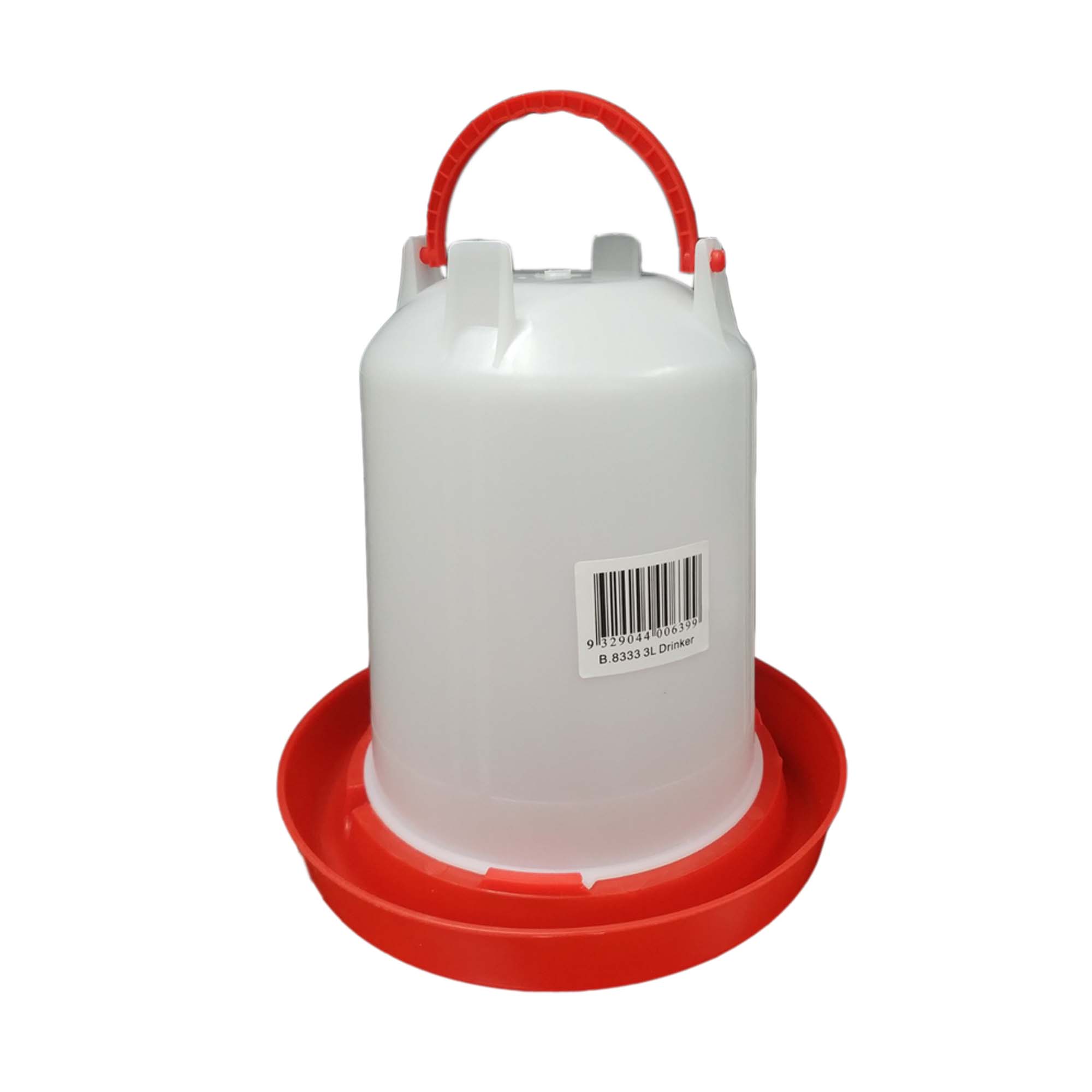 B.8333 iPetz Plastic Bird/Poultry Drinker 3Lt - Red&White