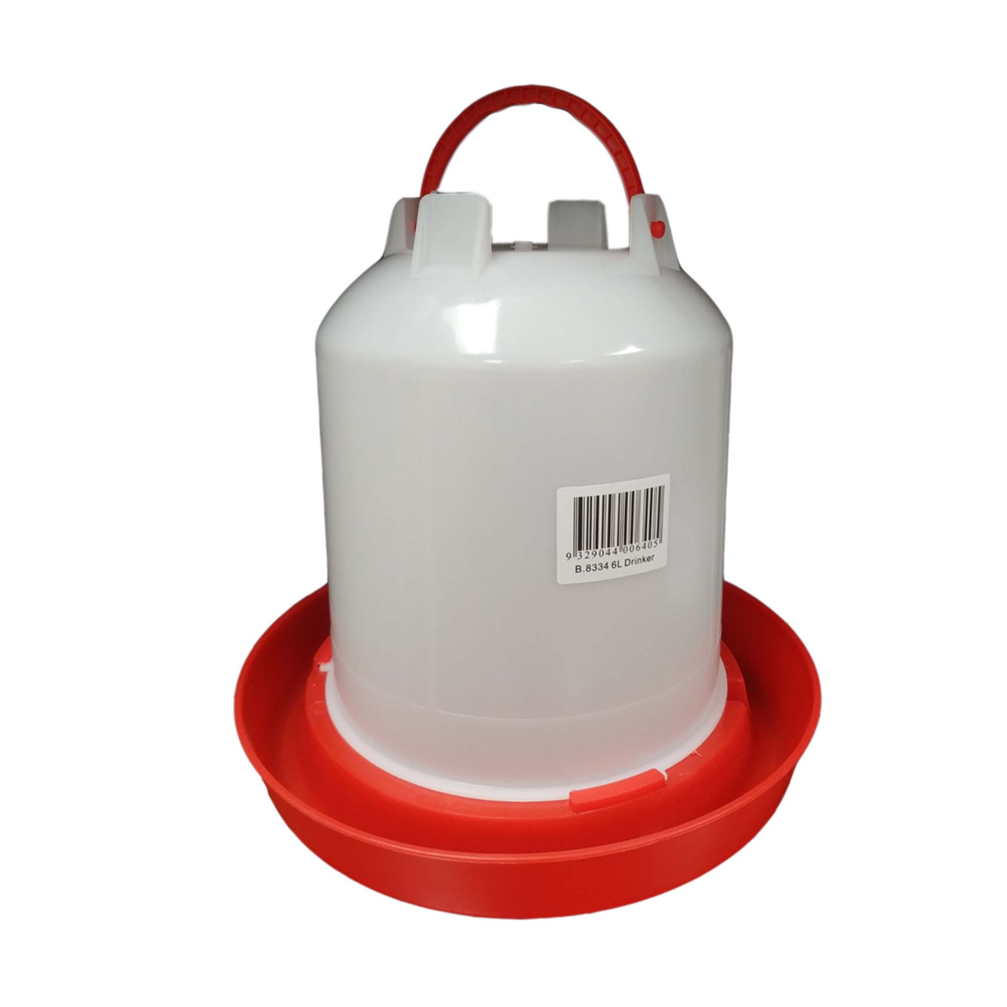 B.8334 iPetz Plastic Bird/Poultry Drinker 6Lt - Red&White