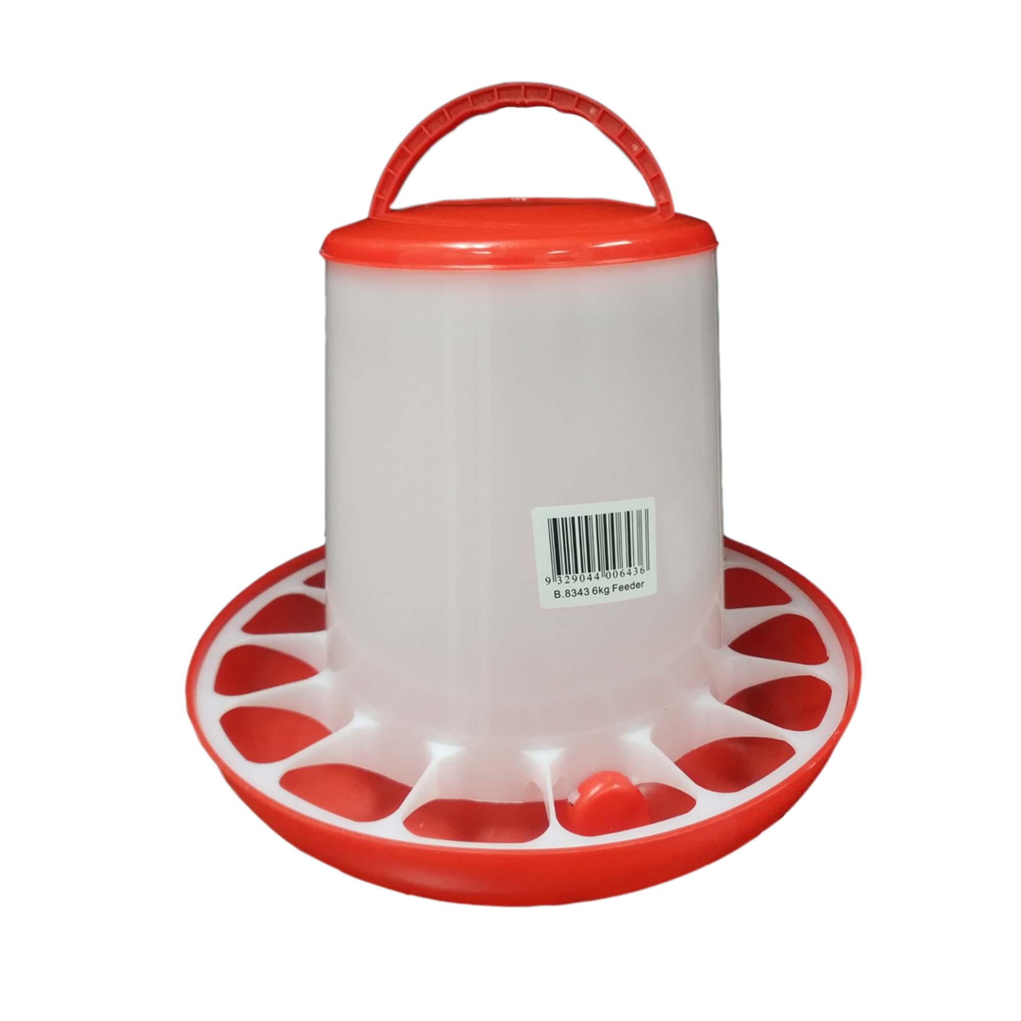 B.8343 iPetz Plastic Bird/Poultry Feeder 6kg - Red&White