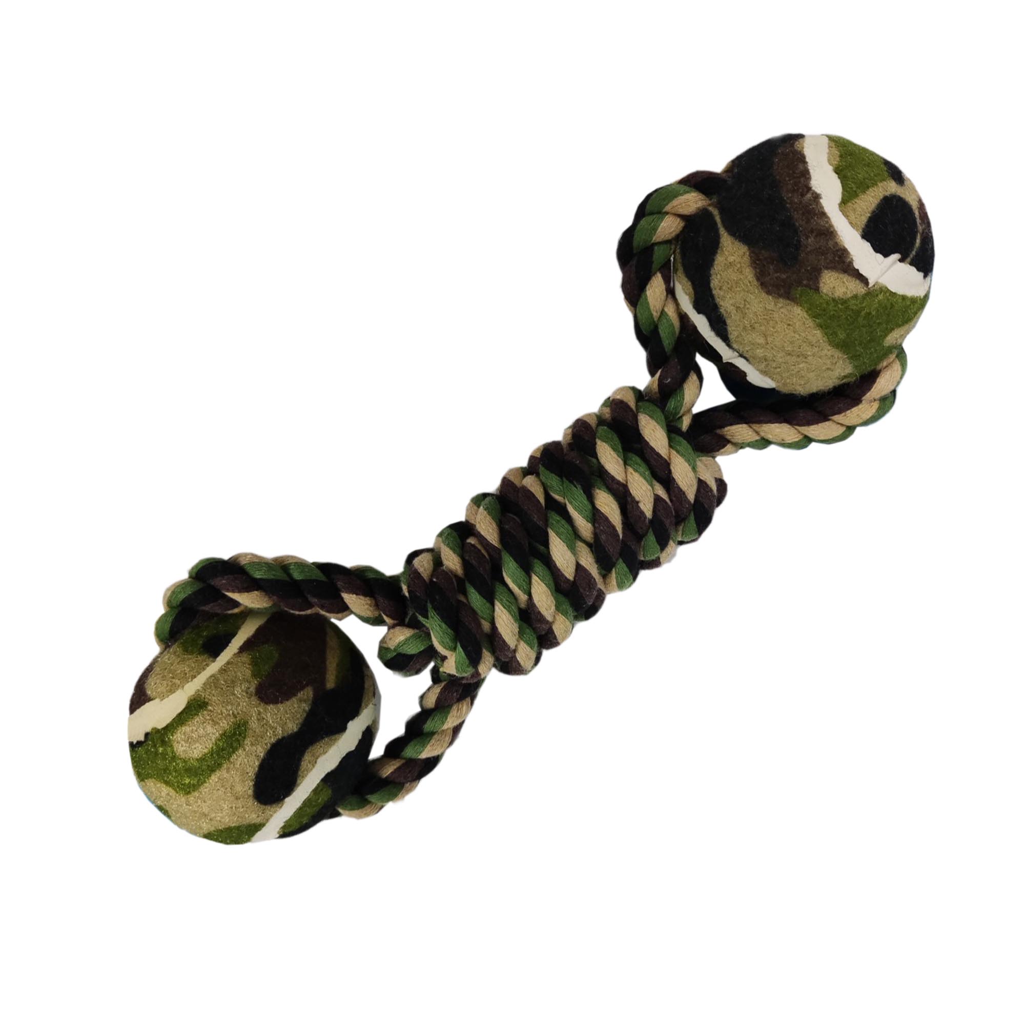 D.MCR2B - Camo Rope Tug with 2 Balls 27cm