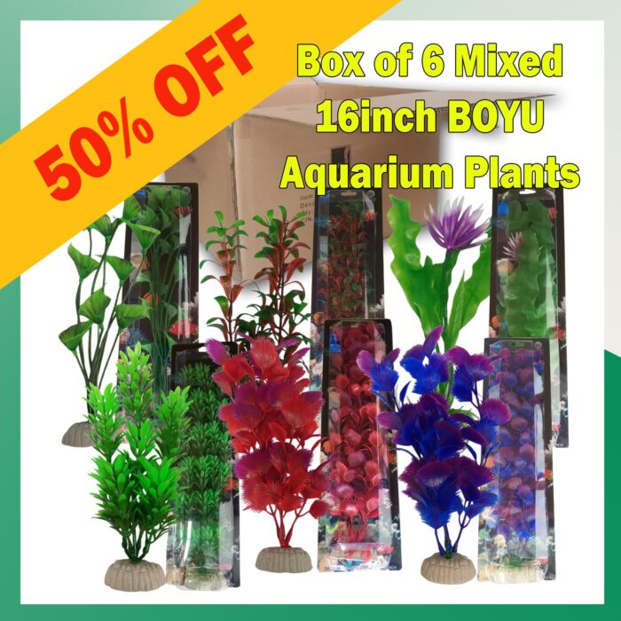 Mixed Box of 6 - Boyu Plastic Plants - 16 inch SPECIAL