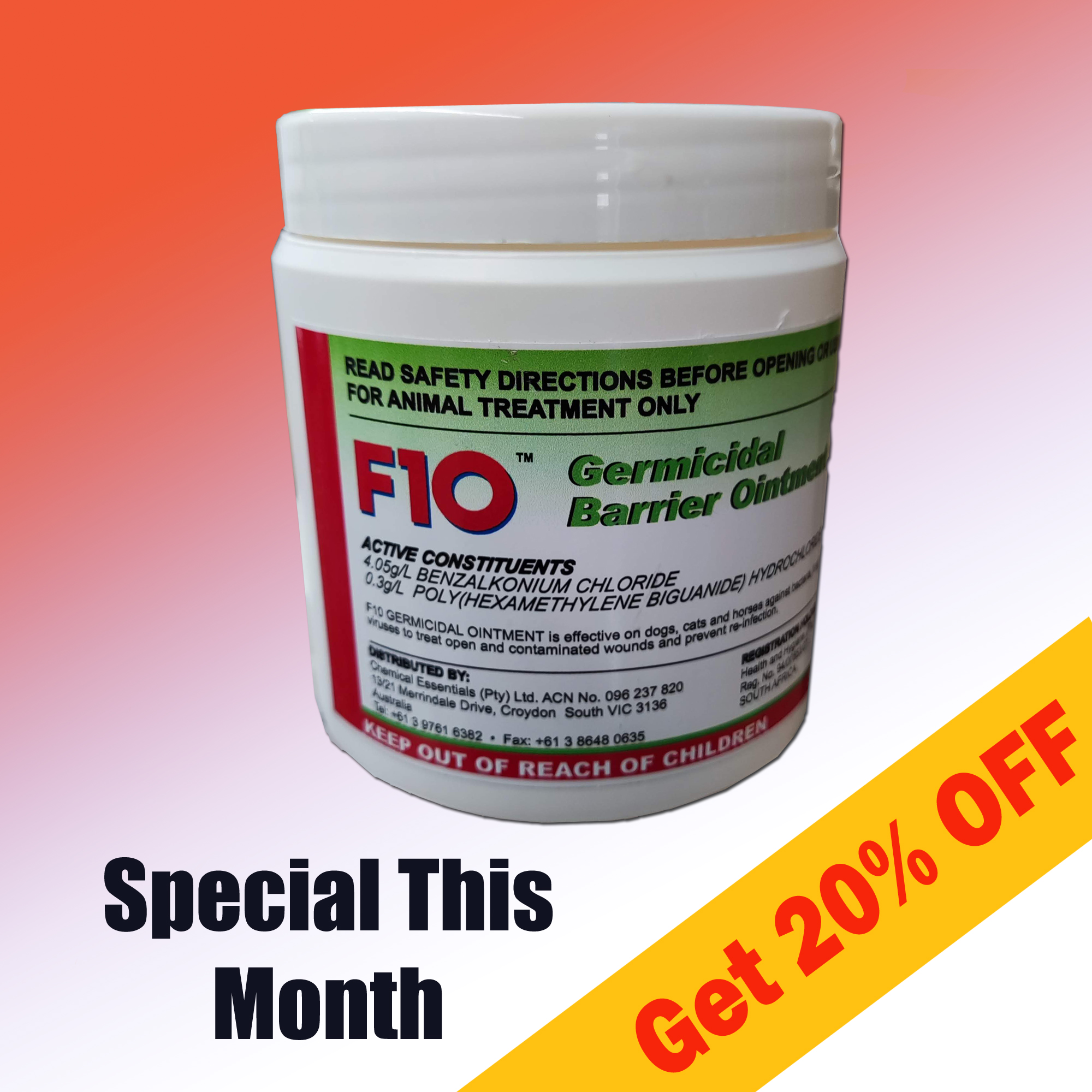 08.14a F10 Germicidal Barrier Ointment 500g 20% Off