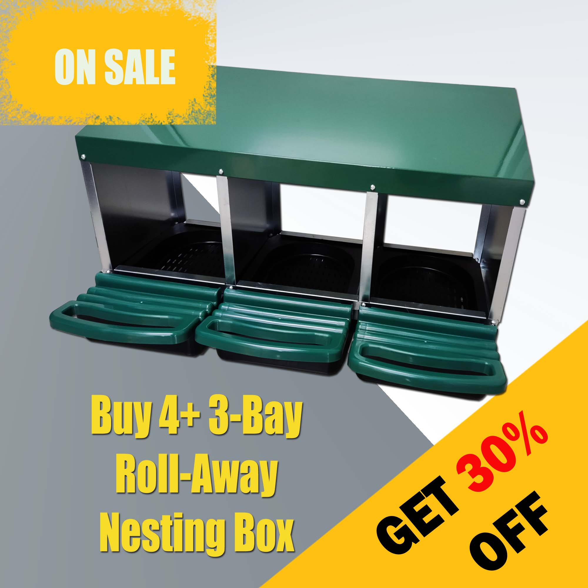 3 Bay Roll Away Nesting Box Special - 30% Off